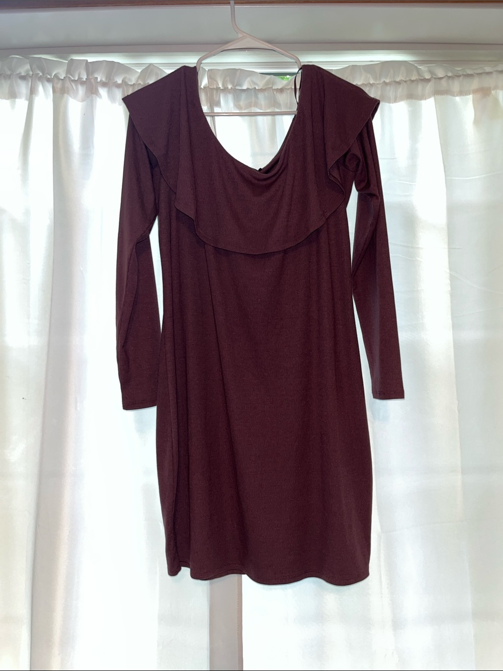 Express Dusty Rose Long-Sleeve Off the Shoulder Short Dress